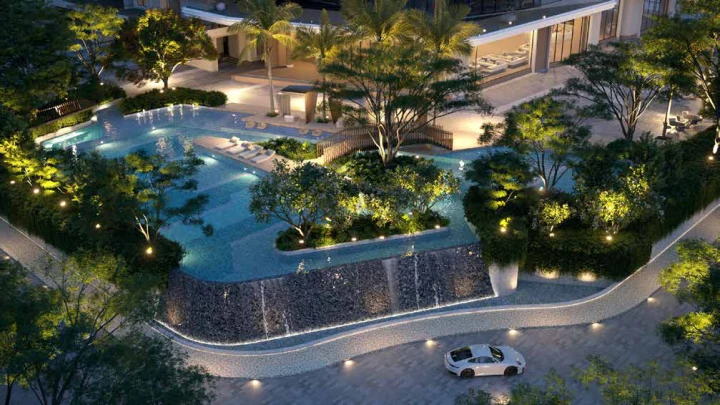 Sattva City Devanahalli night aerial view